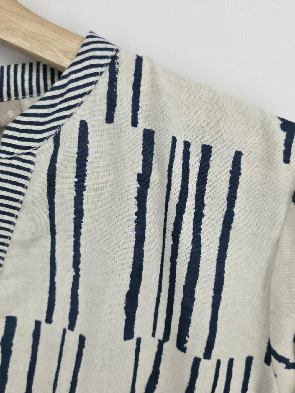 Utsa Cotton Linen Blend Coastal Lagenlook Abstract Tunic Hi Low Small - Picture 5 of 15